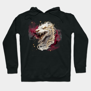 Asian Dragon with Gold, White and Silver details Hoodie